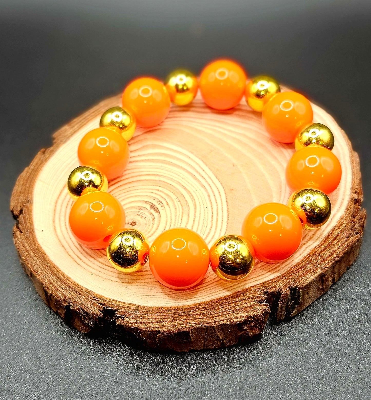 Neon Orange w/Gold Accent Beads Style 15