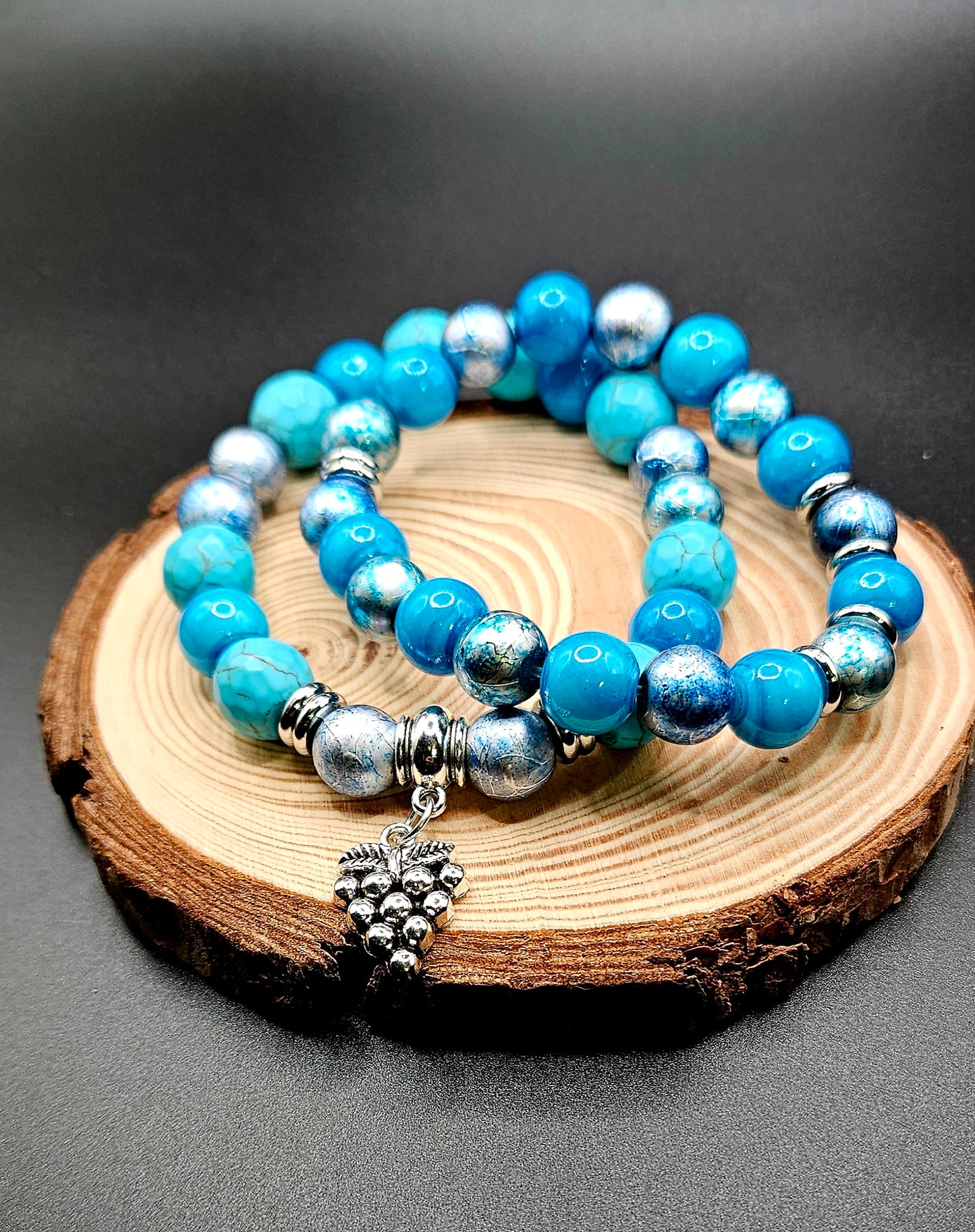 Blue Turquoise Mix Beads 2pcs Style 13