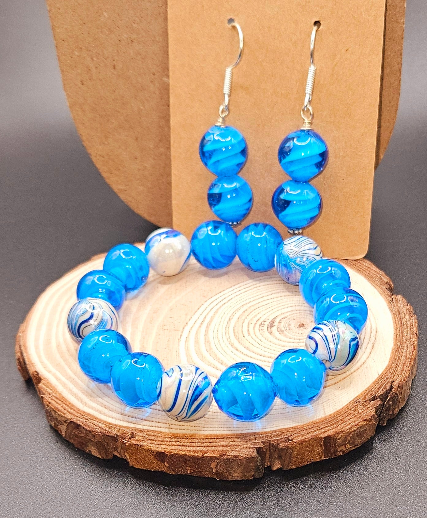 Ocean Blue and White 2pcs Set Stretch Style 8