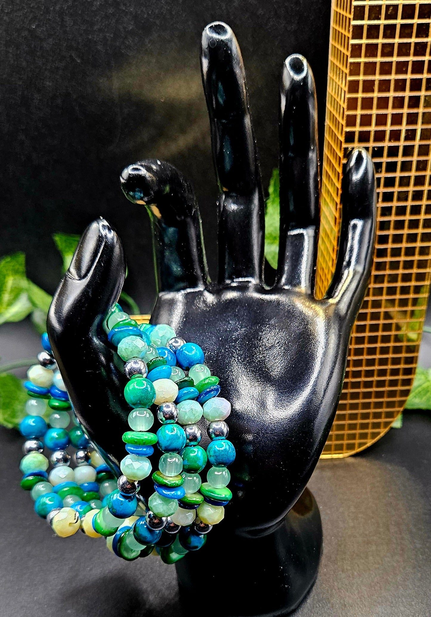 Blue and Green Jade 1-Wrap Bracelet