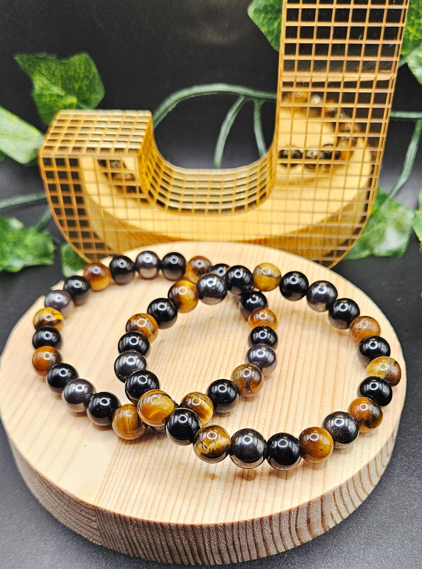 Gunmetal and Tiger Eyes 10mm