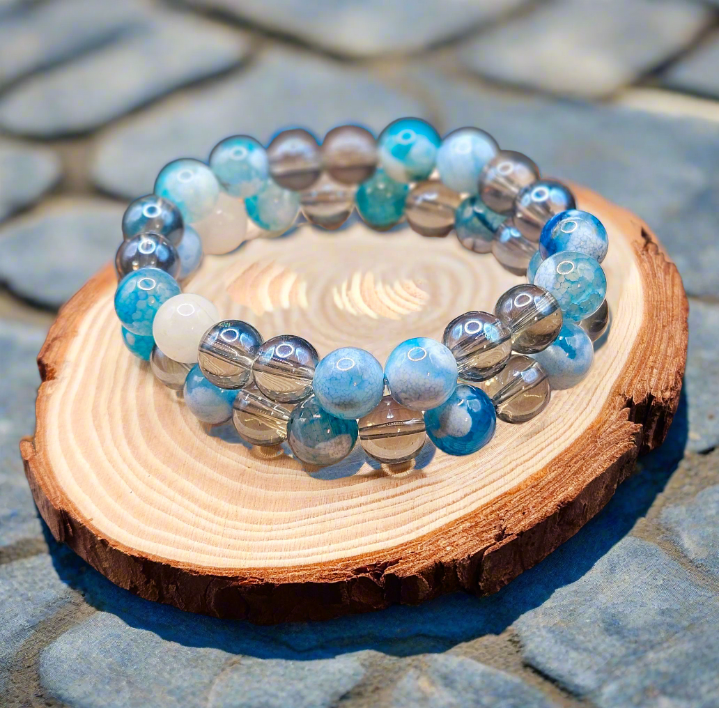 BLUE Skies Agate 2pcs Stack- Style 38