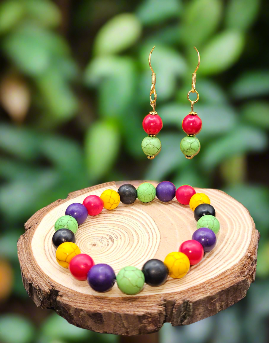 African Inspired Color Bead 2pcs Set Style 1