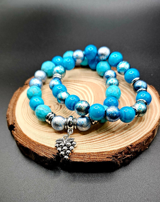 Blue Turquoise Mix Beads  2pcs  Style 13