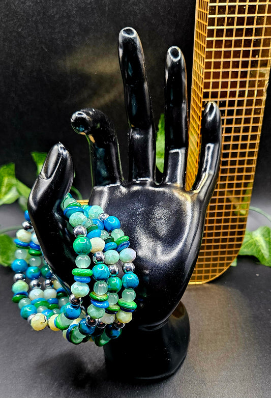 Blue and Green Jade 1-Wrap Bracelet