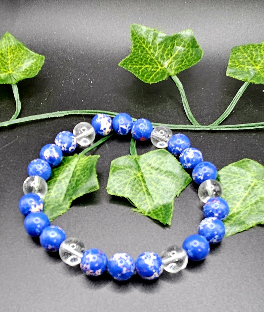Blue and Clear Web Bracelet