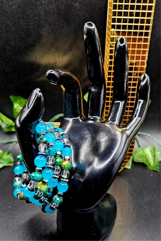 Blue and Green 2- Wrap Bracelet