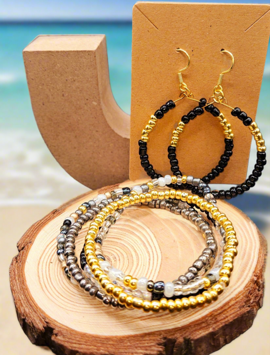 Gold and Black Seed Bead Set Style 4