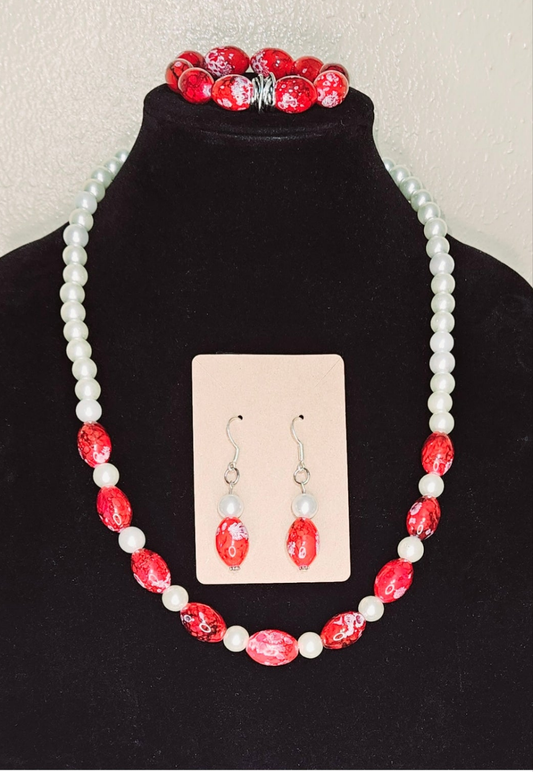 Red and Black Pearl 3pcs Set Style