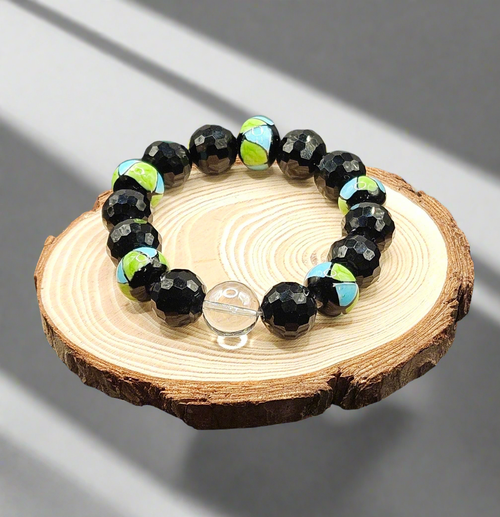 Black Crystal w/green and blue beads Style 28