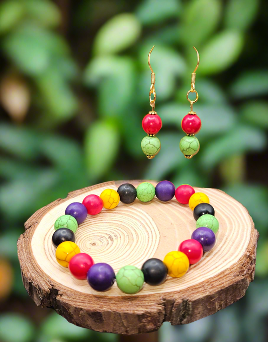 African Inspired Color Bead 2pcs Set Style 1
